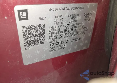 2018 Chevrolet Malibu Lt z USA, uszkodzony, nr VIN 1G1ZD5ST2JF109230